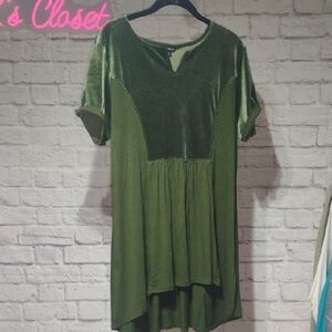 Hannah Womens Green Tunic Size L Velvet Look